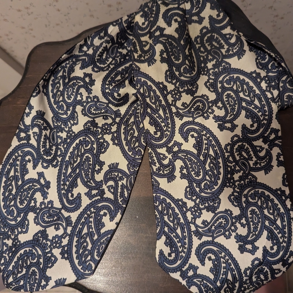 Silk Gentlemen's Handkerchief pocket square blue white paisley Matching Ascot - Picture 6 of 11